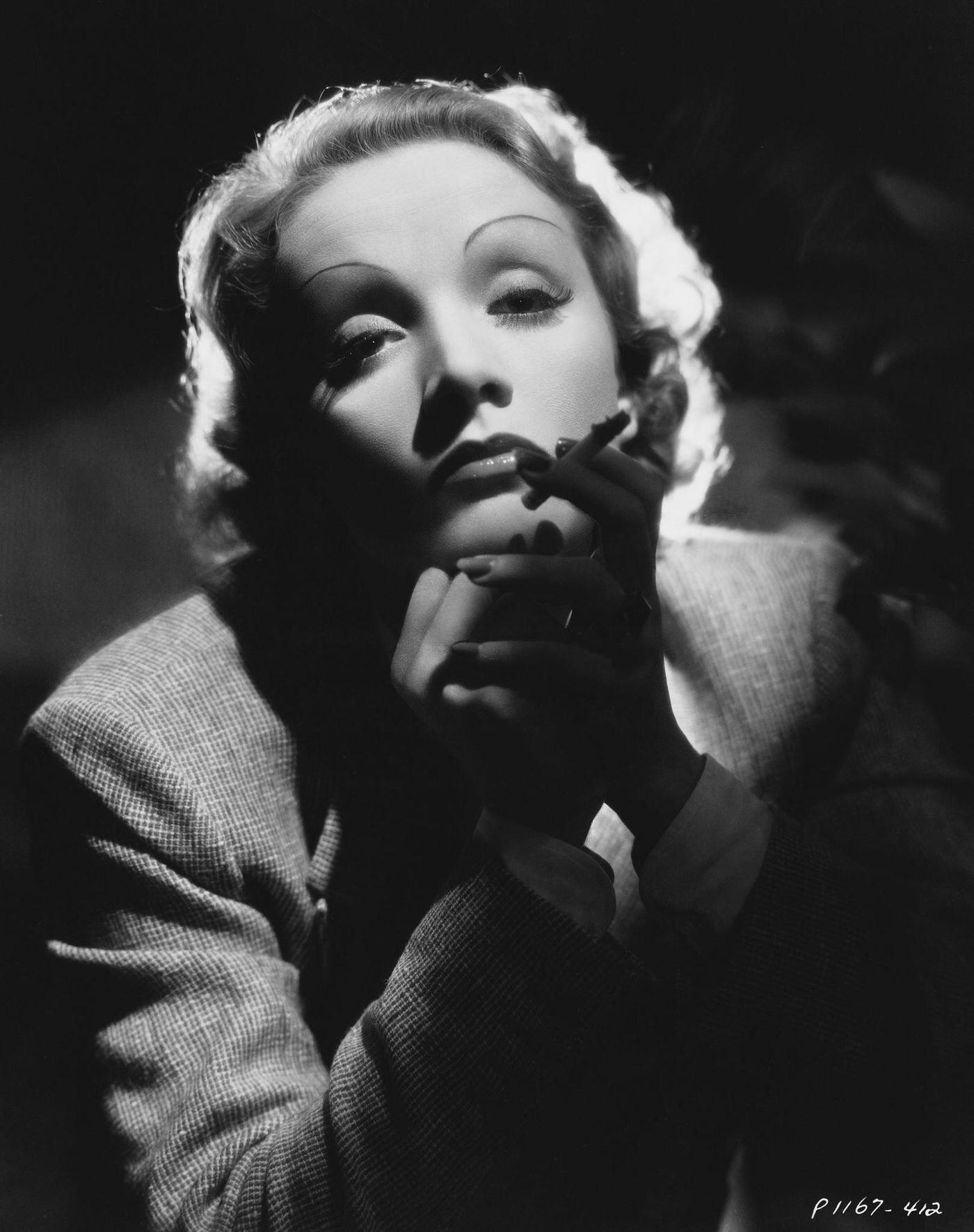 #9 A photograph of actress Marlene Dietrich smoking taken in 1935.