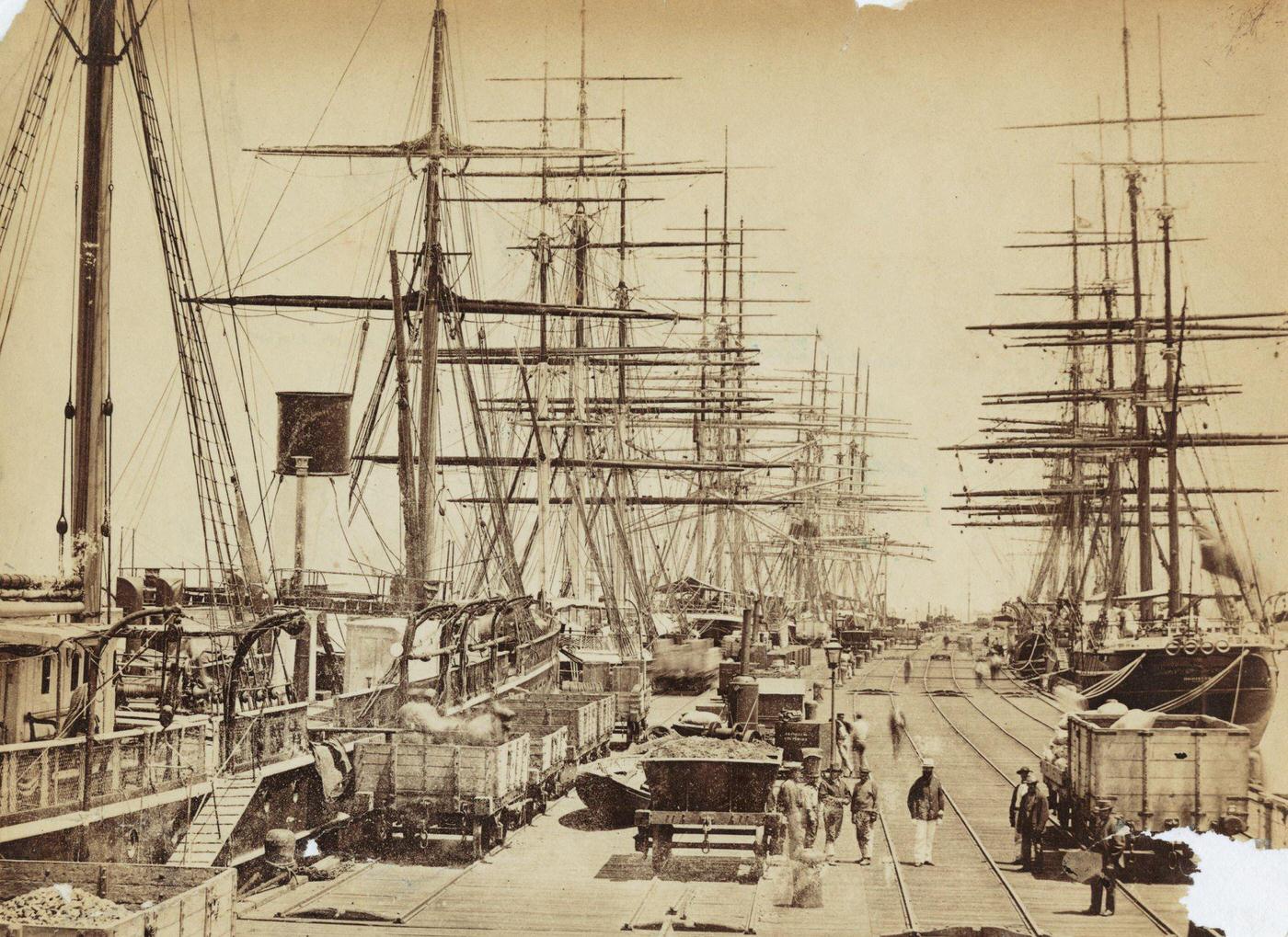 #31 Dock workers on the Williamstown Pier, Williamstown, Melbourne, 1883
