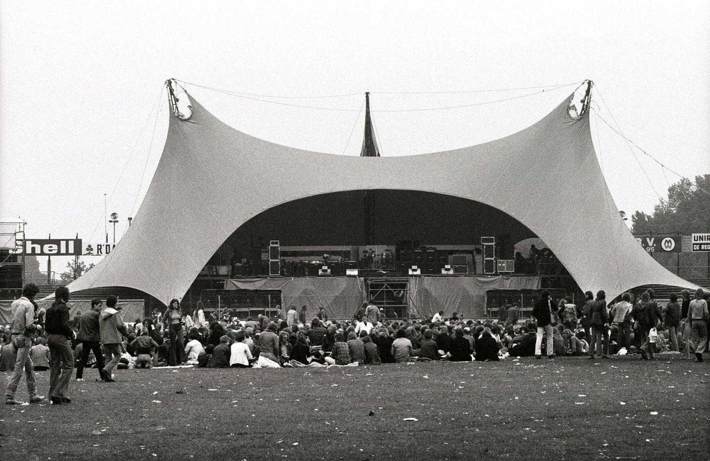 #56 A panoramic view of the stage at Zuiderpark, FC Den Haag Stadion, during The Rolling Stones concert on 30 May 1976 in The Hague, Netherlands.