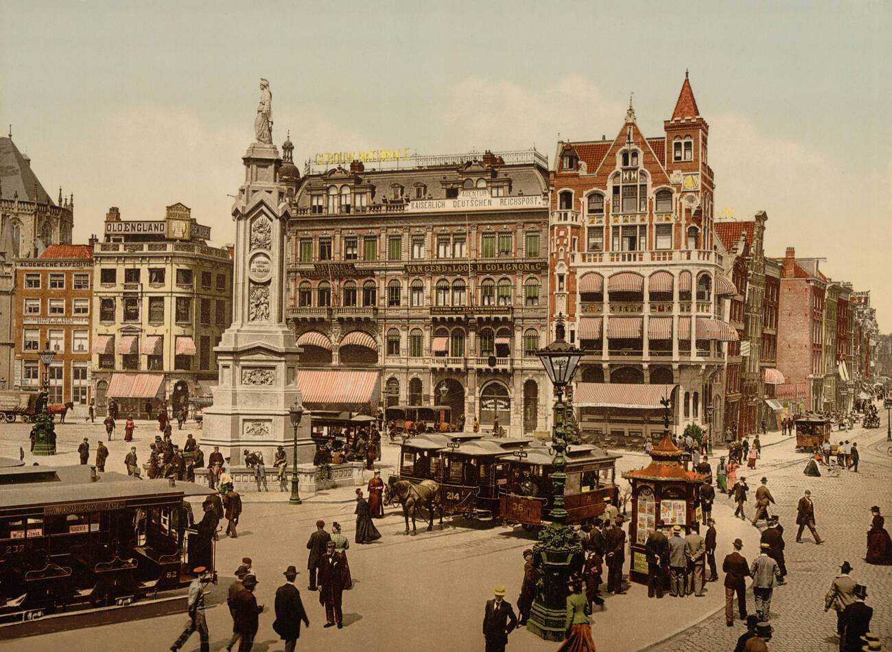 #14 Dam Square with Nieuwe Kerk, Amsterdam, 1900