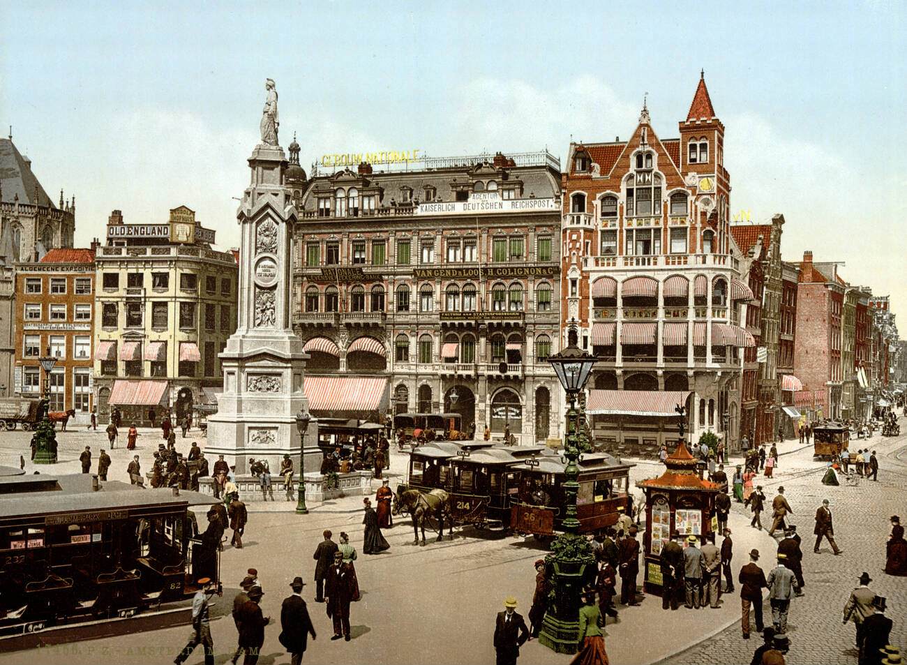 #7 Dam Square in Amsterdam, Netherlands, 1900