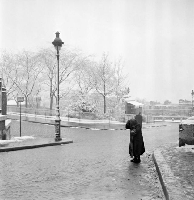 #14 Montmartre hill on a very cold winter morning, 1956.