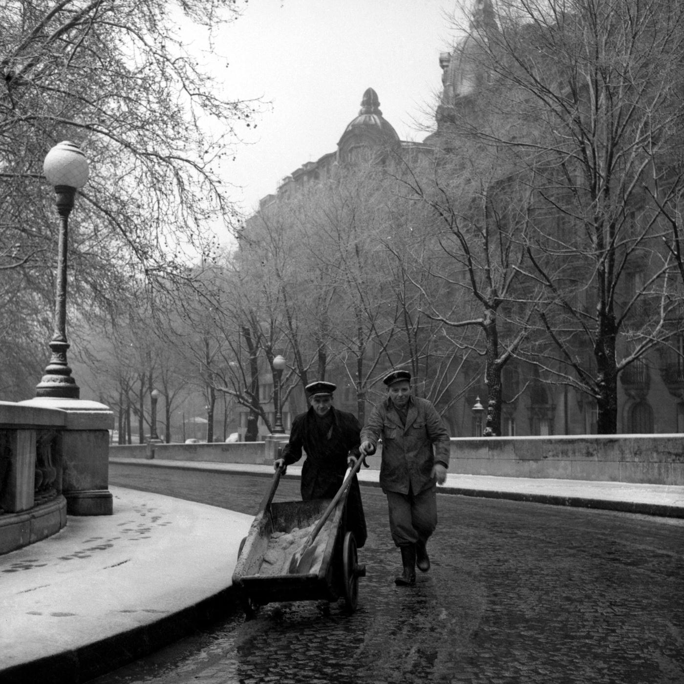 #38 City Employees Spreading Salt After Snowfall, Paris, January 13, 1955.