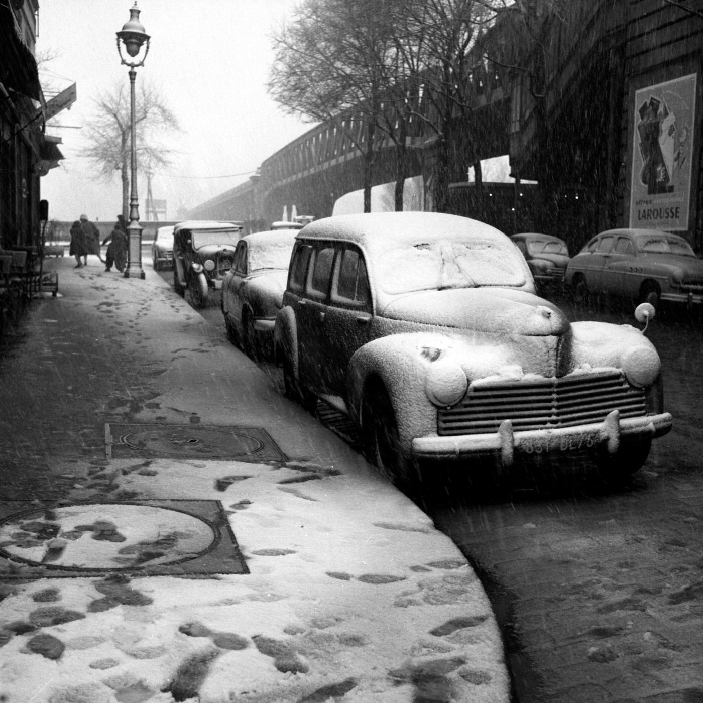 #39 Car Covered In Snow, Paris, January 13, 1955.