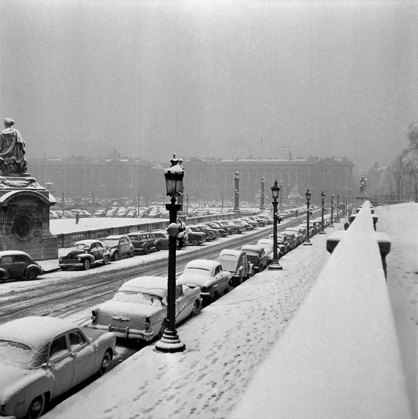 #44 Snowy Day At Place de la Concorde, Paris, February 7, 1958.
