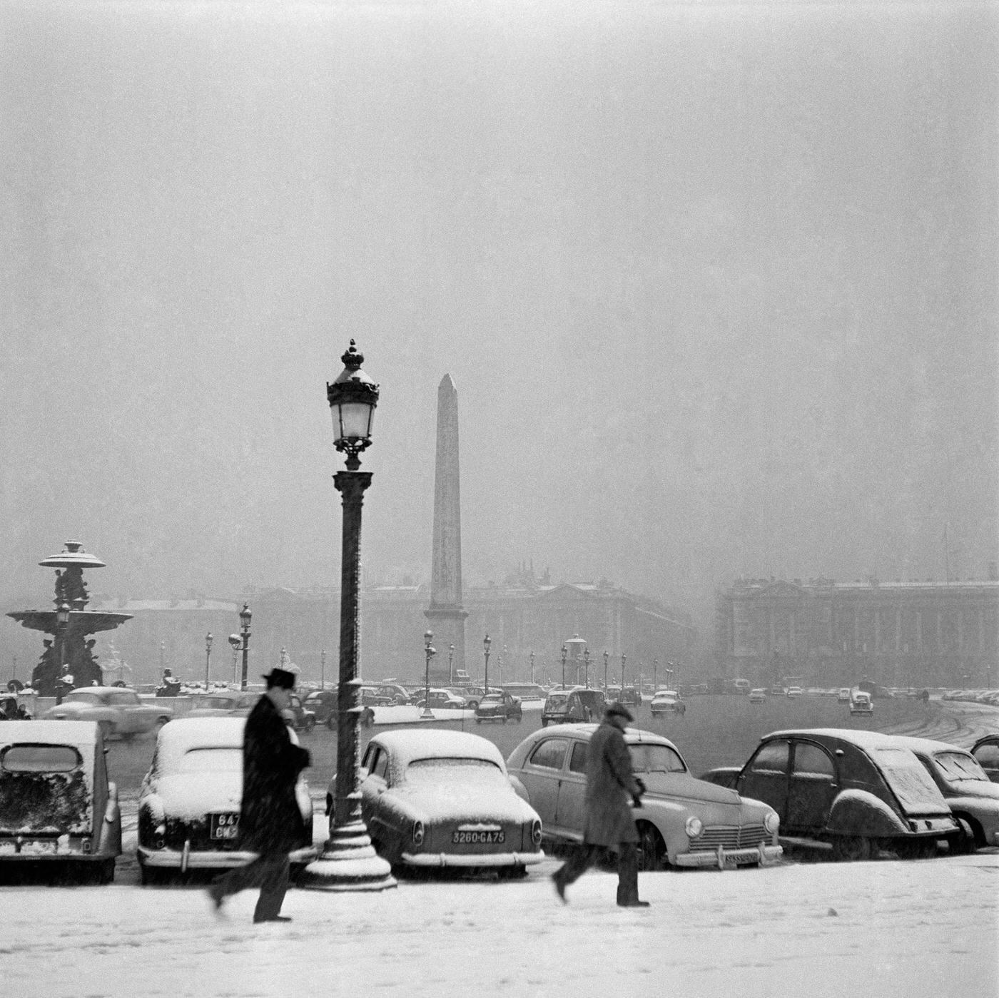 #45 Snowy Day At Place de la Concorde, Paris, February 7, 1958.