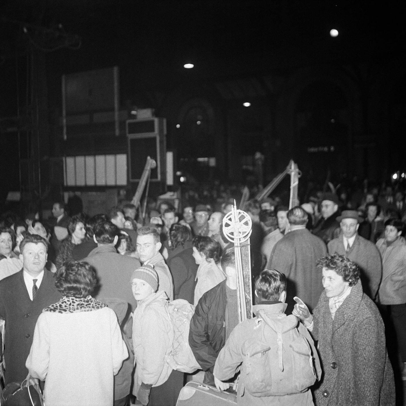 #49 Parisians Departing For Christmas Vacation, Gare de Lyon, Paris, December 23, 1959.