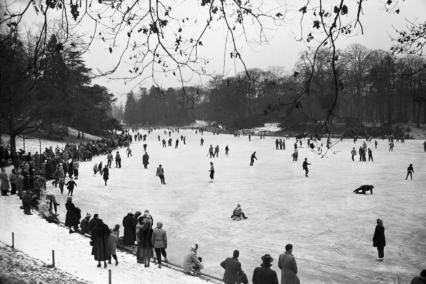 #77 Ice Skating On Bois de Boulogne Lake, Paris, Circa 1950s.