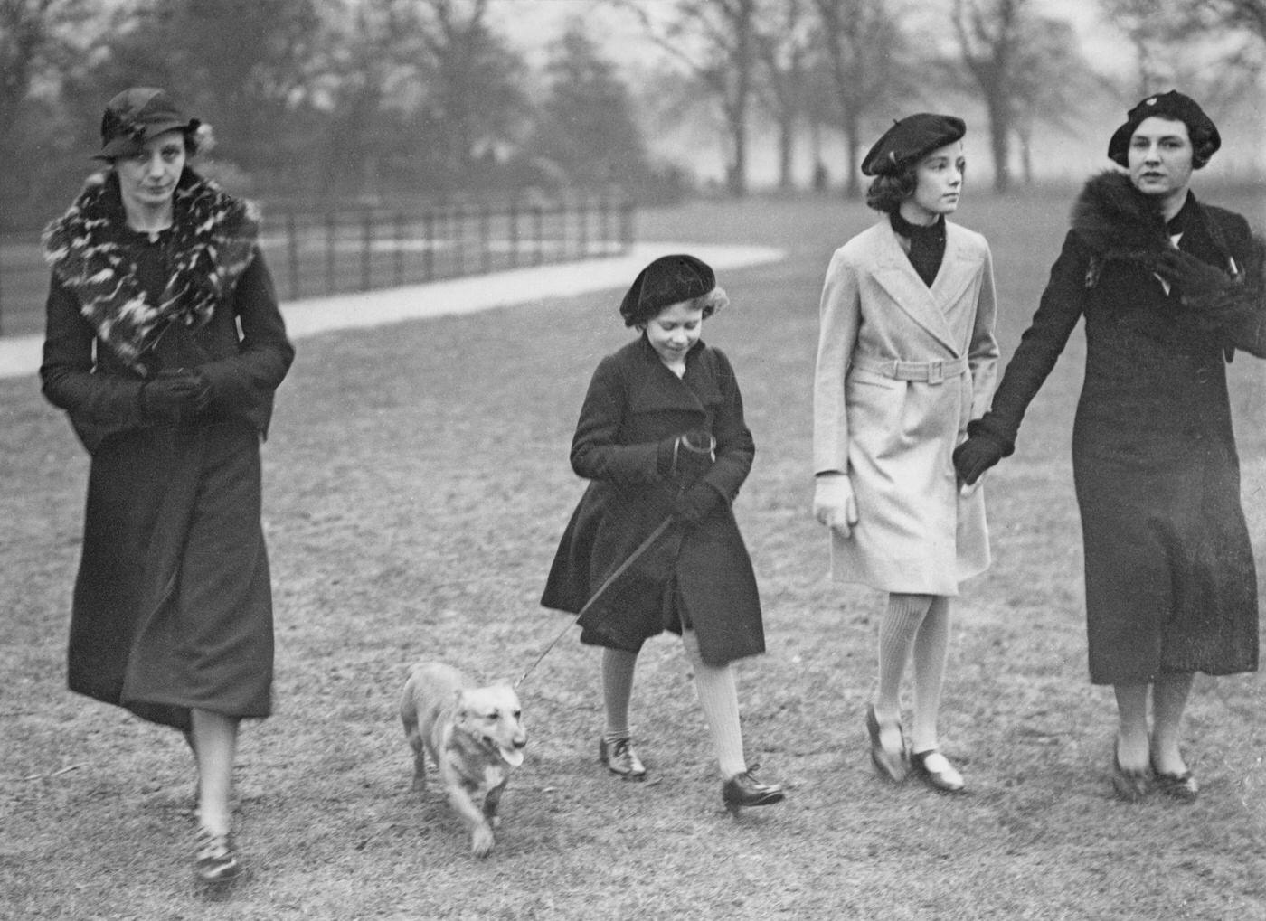 #91 King George VI and Queen Elizabeth with Princess Elizabeth and Princess Margaret, 1937.