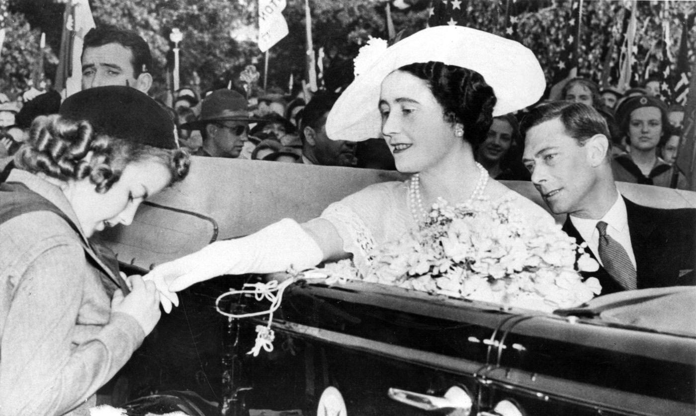 #85 King George VI and Queen Elizabeth at a Girl Scout parade at the White House, Washington, D.C., 1939.