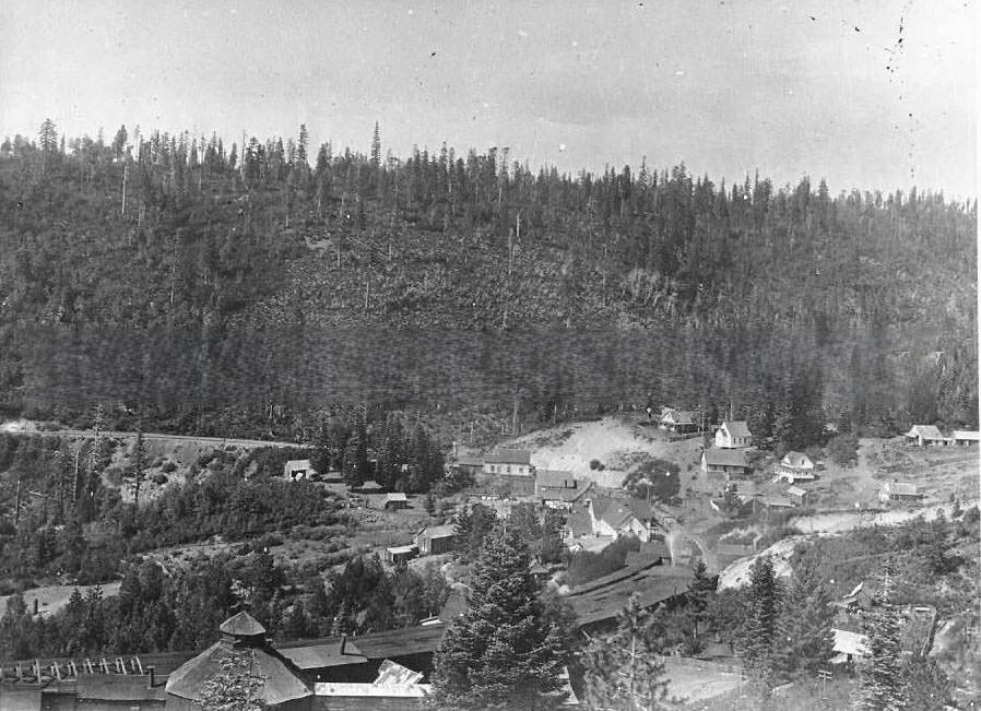 #116 Mountain town with railroad snow sheds, 1890