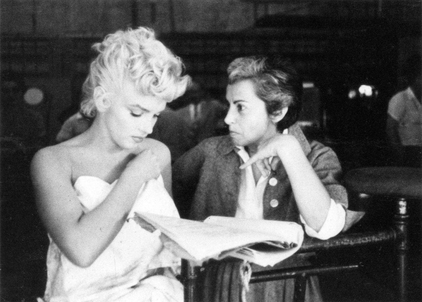 Marilyn Monroe prepares for a bathtub scene with Columbia Pictures drama coach Natasha Lytess in 1954 during the filming of “The Seven Year Itch”