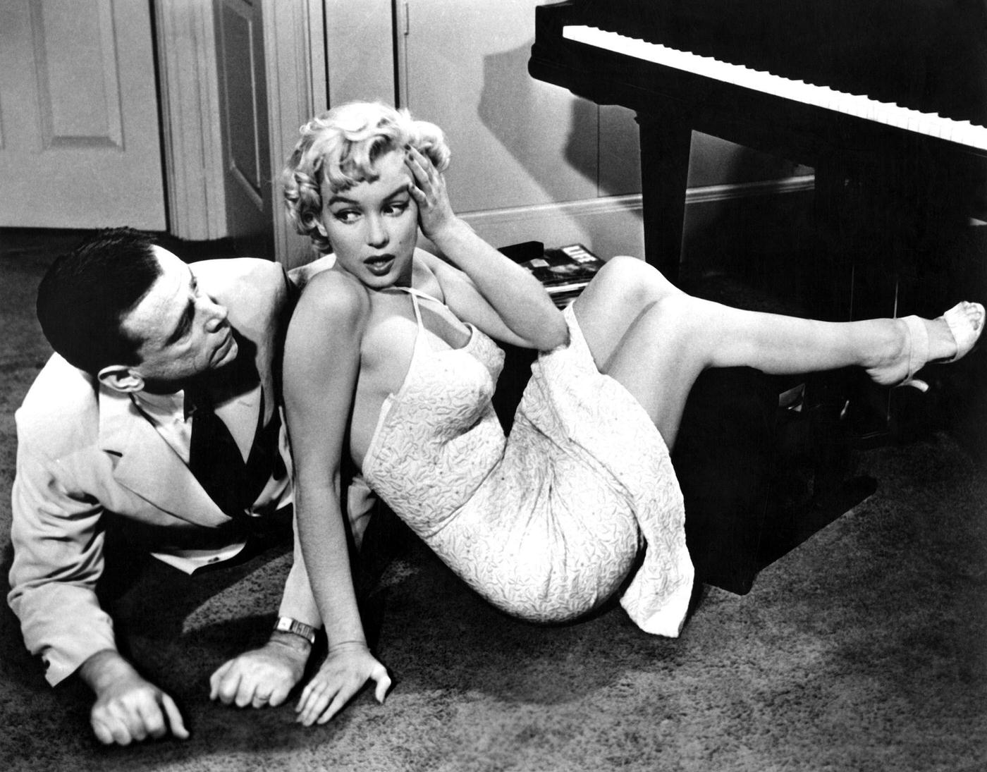 Marilyn Monroe with co-star Tom Ewell in 1954 during the filming of “The Seven Year Itch” in Los Angeles