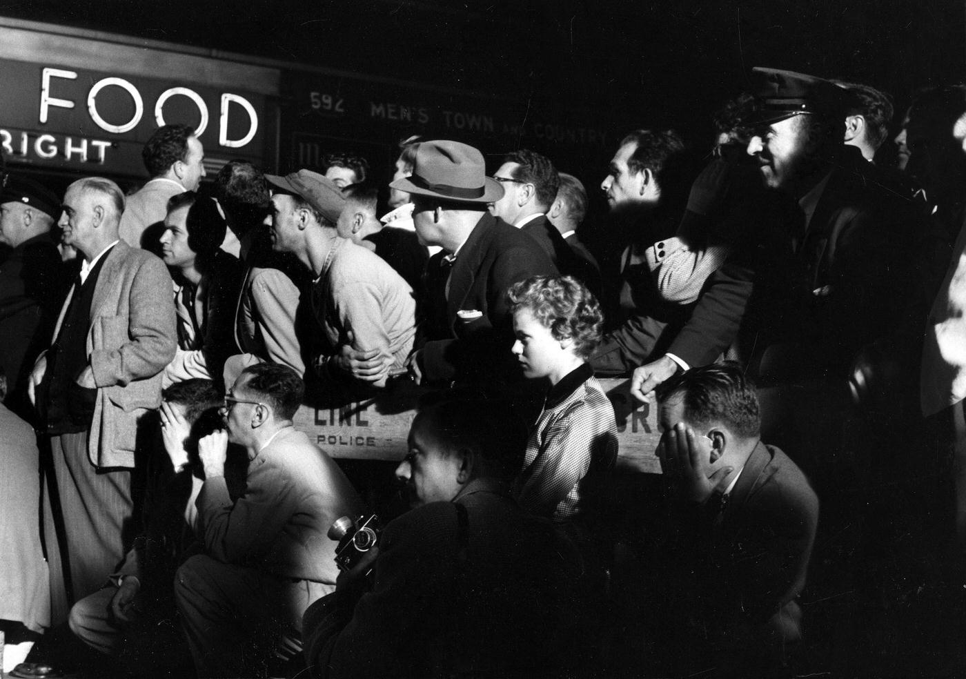 Crowd of onlookers at the corner of 51st Street and Lexington Avenue during the filming of the famous skirt-blowing scene for “The Seven Year Itch”