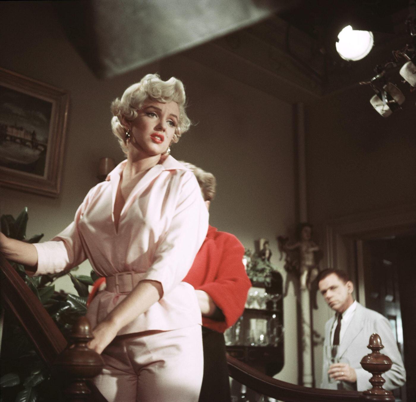 Marilyn Monroe reclines in an armchair on set during the filming of “The Seven Year Itch” in 1954 in Los Angeles