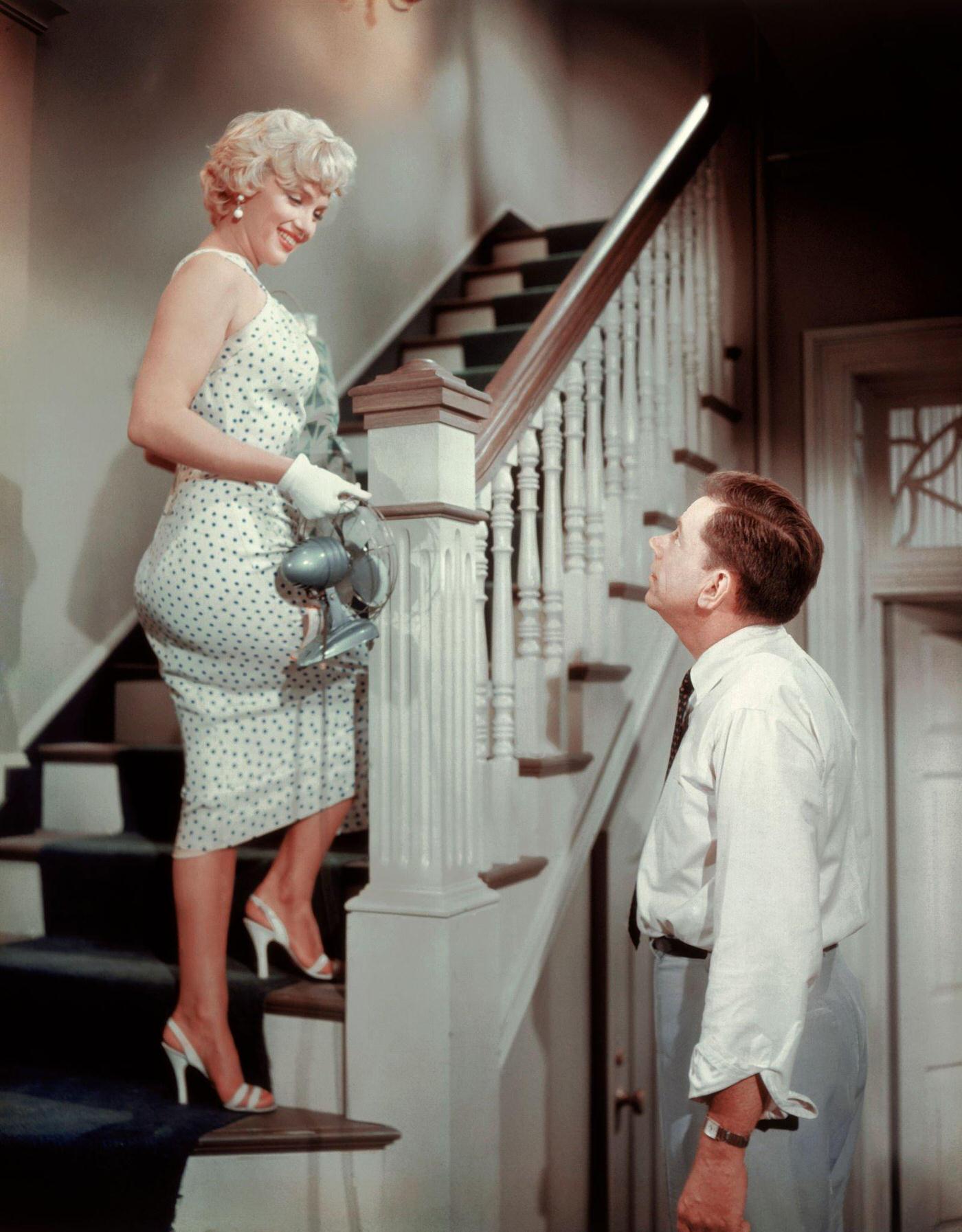 Marilyn Monroe and Tom Ewell in a publicity still for the film ‘The Seven Year Itch’ in 1955 in Los Angeles