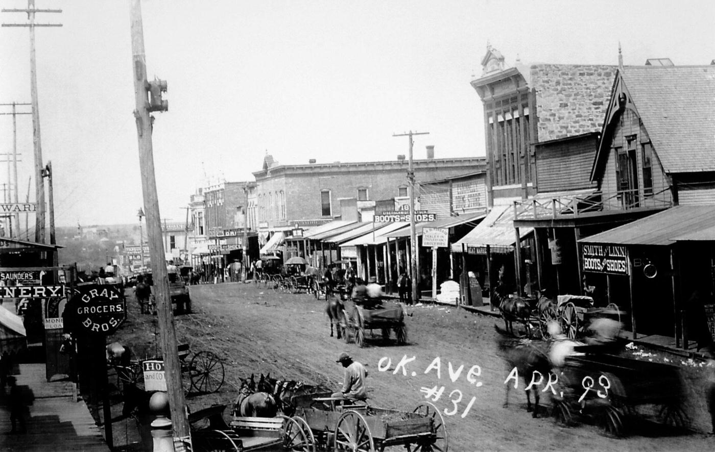 #36 Street scene in Guthrie, Oklahoma, USA, circa April 1893.