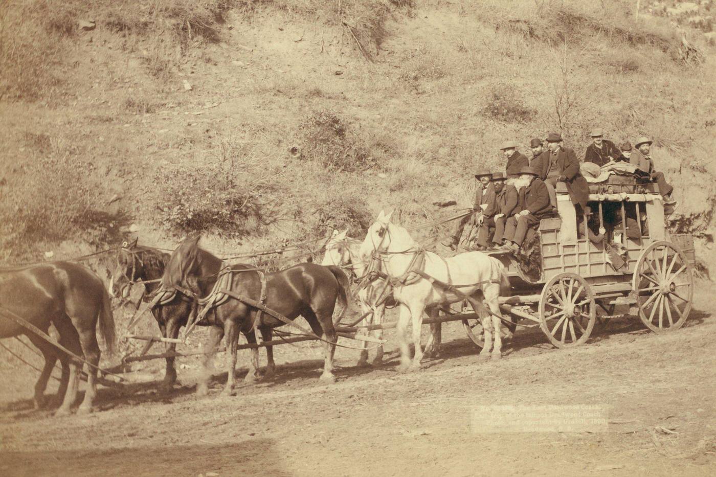 #46 The last Deadwood Coach, United States, circa 1890: Last trip of the famous Deadwood Coach.