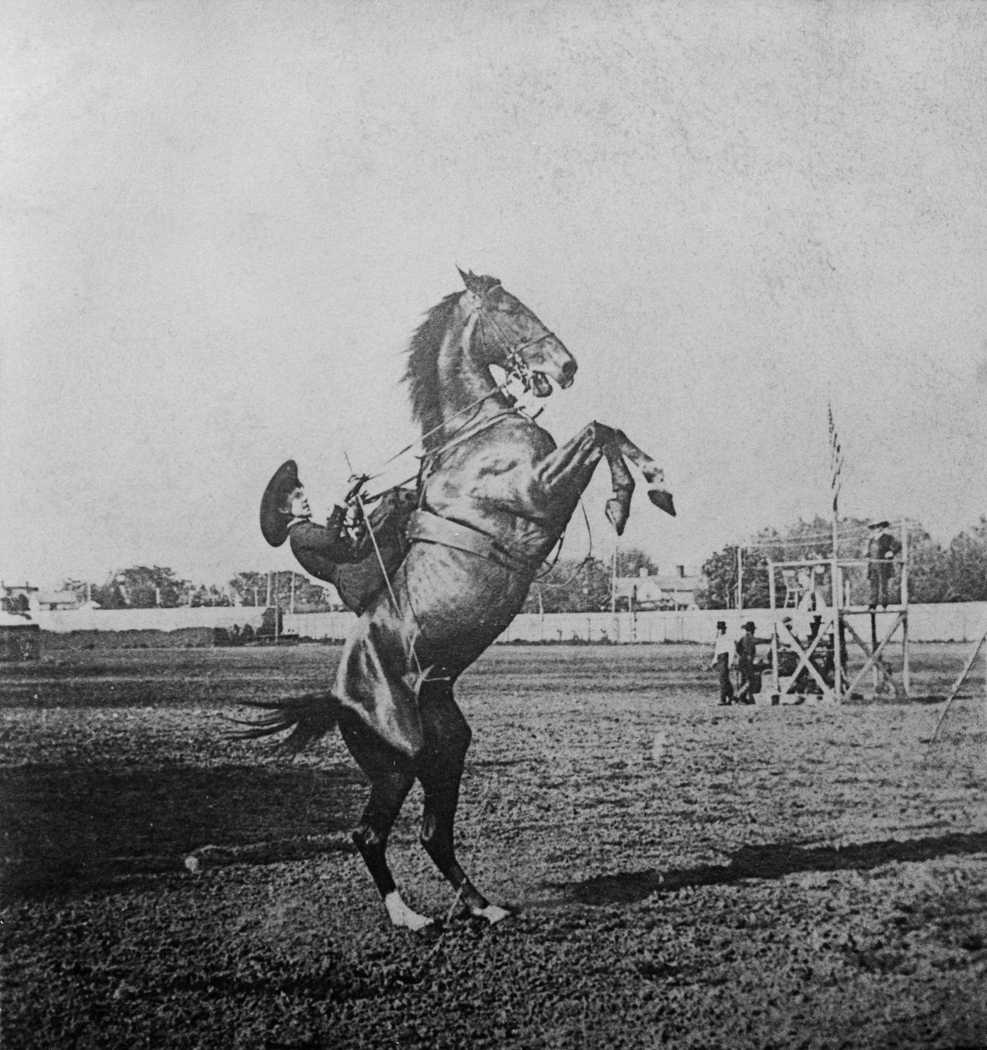 #54 Miss Hickok, Champion Equestrienne of the World, 1889: Emma Lake, the daughter of Agnes Thatcher Lake who married Wild Bill Hickok, the famed gunfighter and lawman of the American Old West, part of ‘Buffalo Bill Cody’s Wild West’