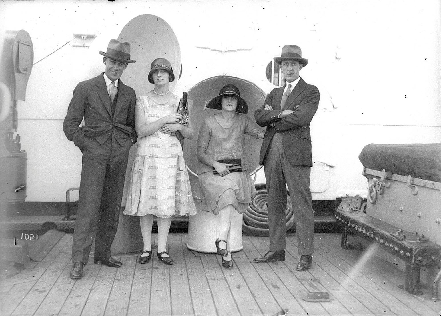 #20 Portrait of four men and women aboard a ship on Sydney Harbour
