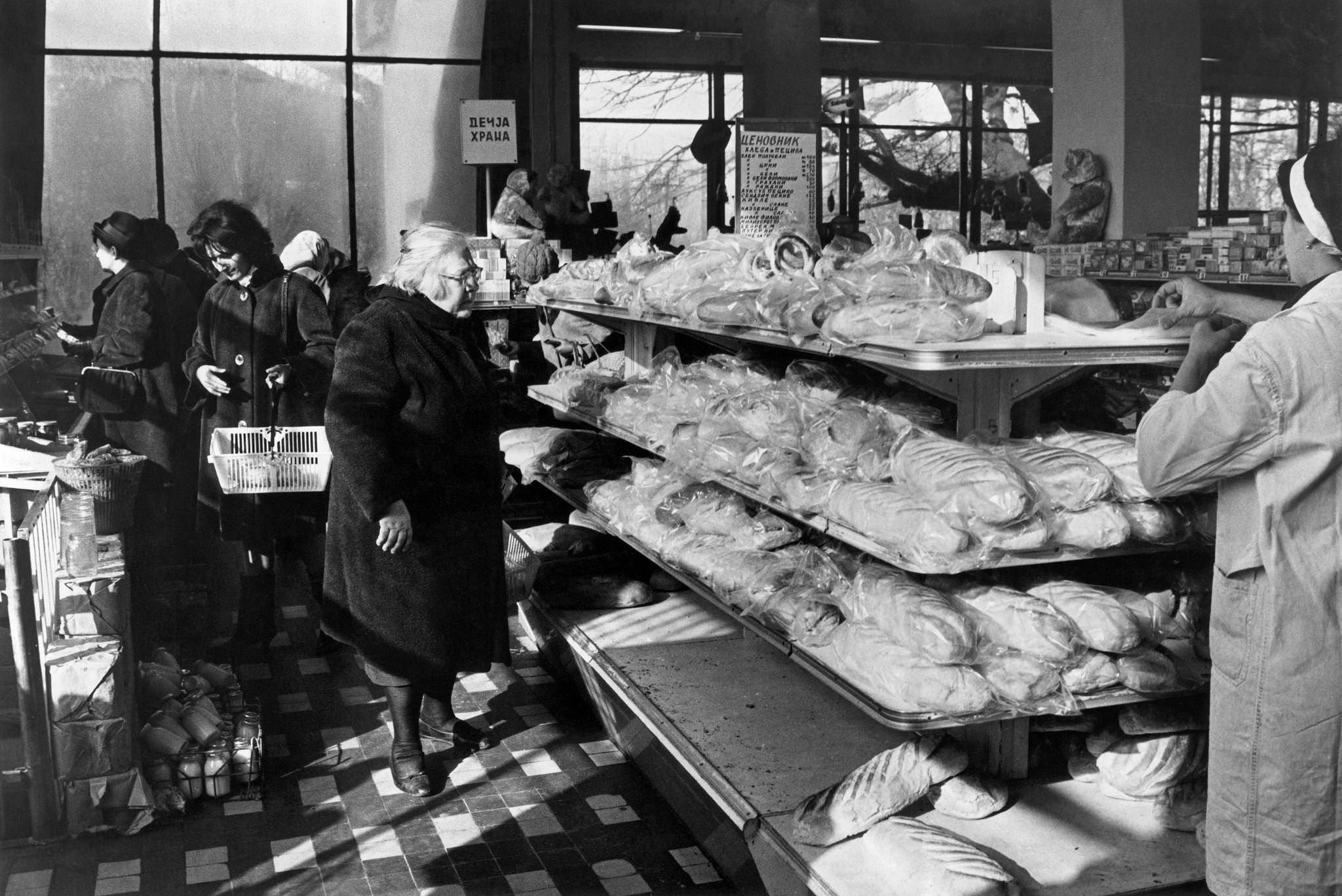 #8 Yugoslav women doing the grocery shopping in a supermarket in Belgrade, Serbia, 1965