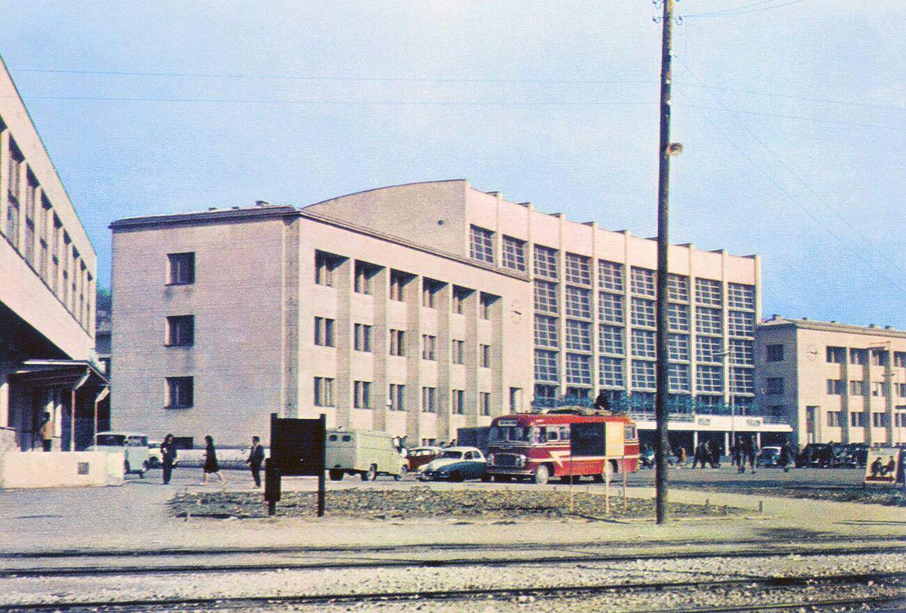 #52 The narrow-gauge and the new standard-gauge railway station Sarajevo Novo in the early 1960s