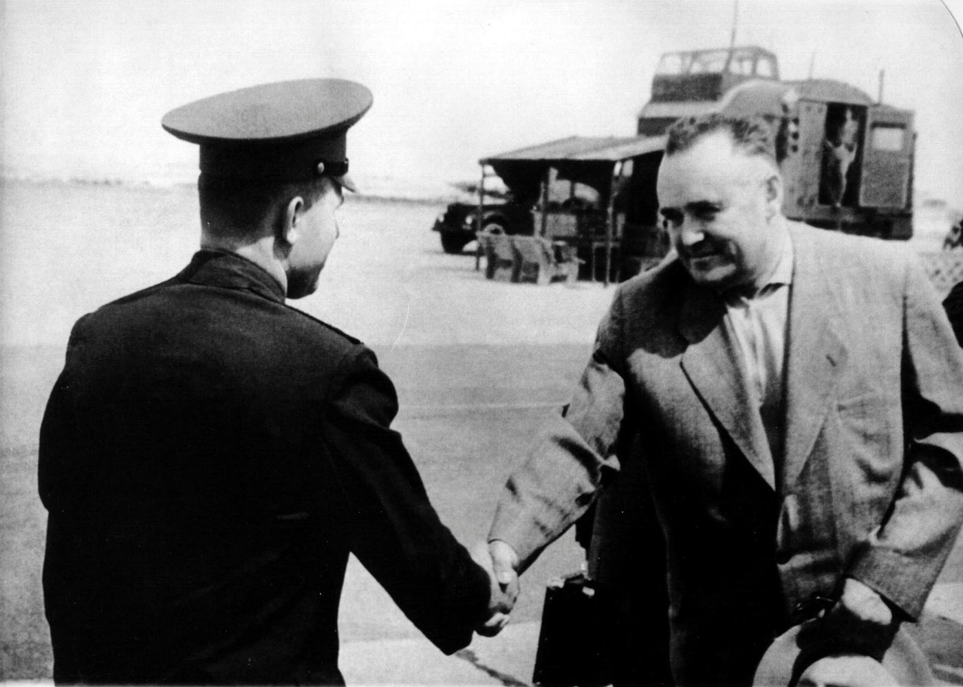 #35 Russian cosmonaut Yuri Gagarin and rocket engineer Sergey Korolyov, 1961.