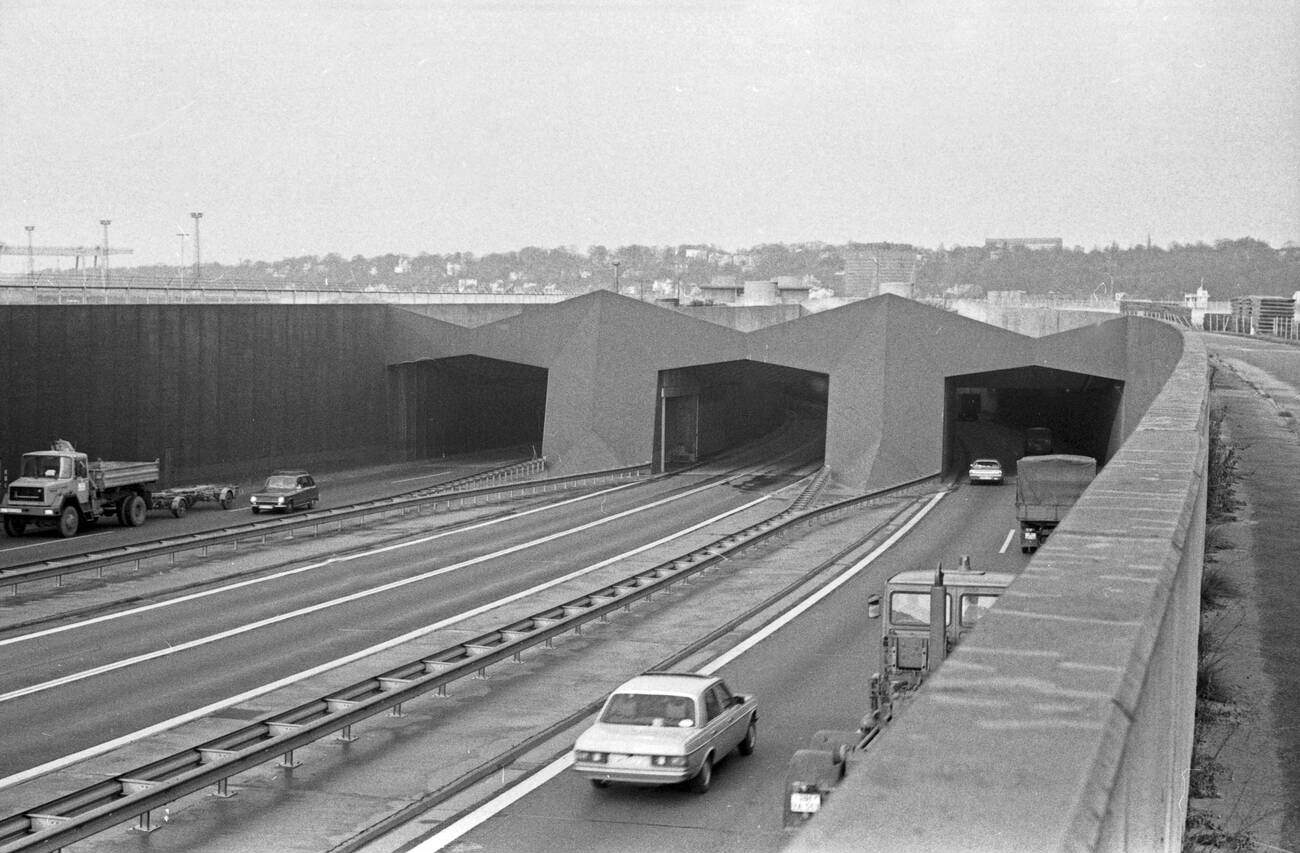 #9 On the way to and through the tunnel under the river Elbe at Hamburg, Germany in the 1970s.
