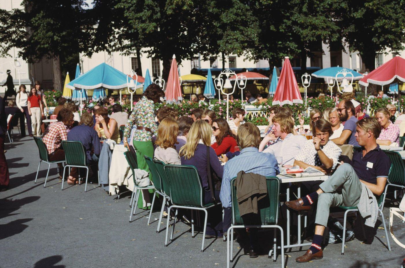 #59 Outdoor cafe in Hamburg, Germany, circa 1970.