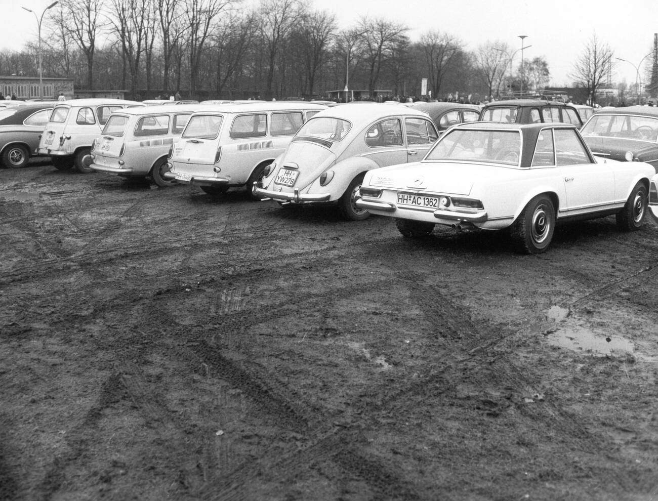 #29 The parking lot of Volksparkstadion in Hamburg, Germany in 1971.