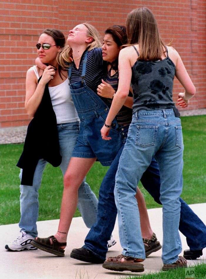 #82 Student Survivors Evacuated to Library Near Columbine High School After Shooting Rampage