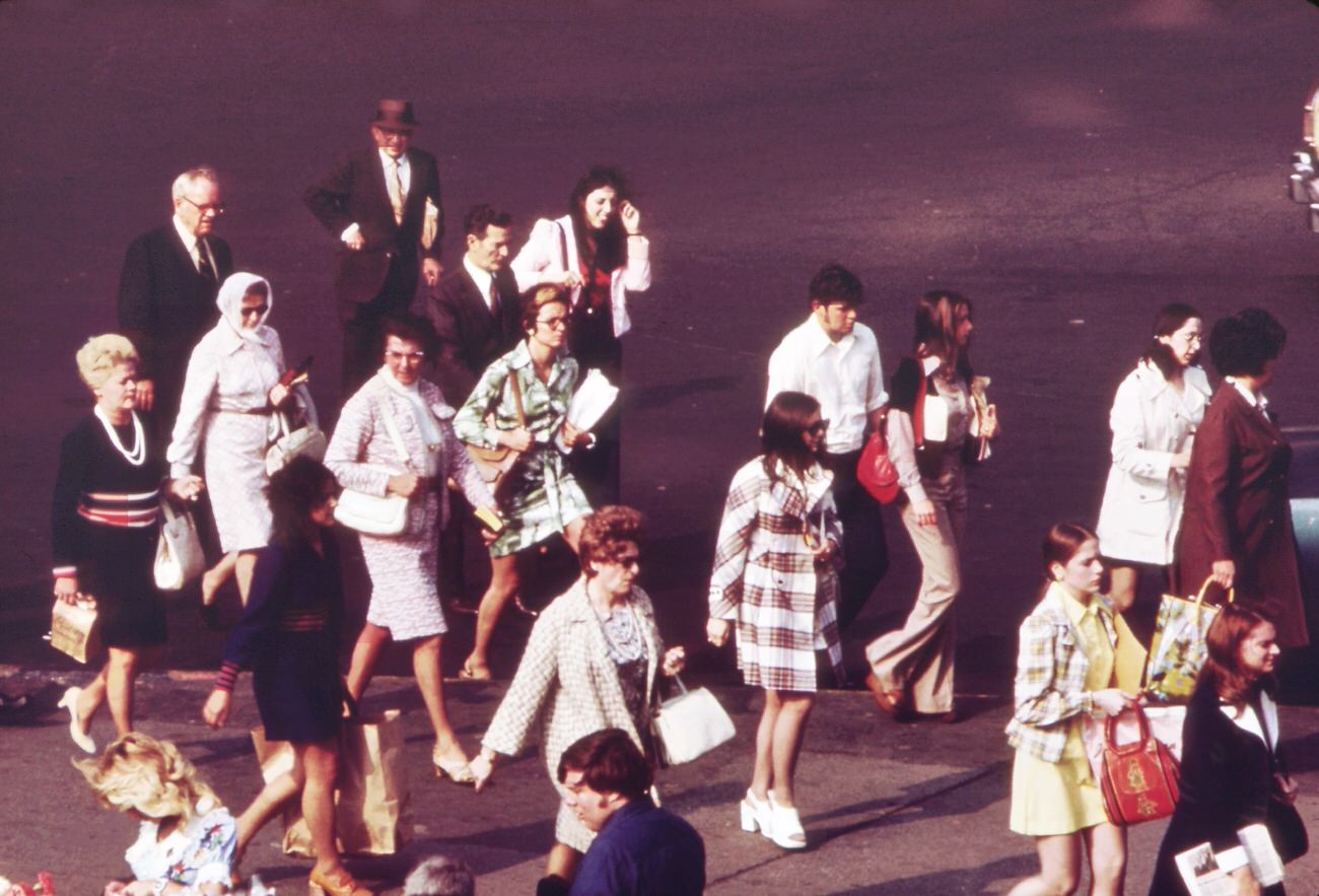 #19 Commuters entering the terminal of the staten island ferry, 1970s