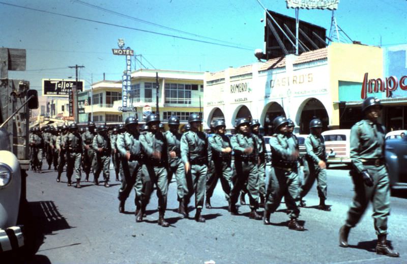 #3 Mexican army on parade, Tijuana, Mexico, 1960