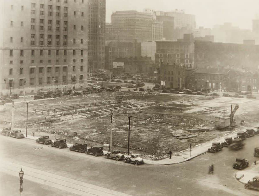 #4 Empty lot south of the Civil Courts Building on 12th Street between Market and Walnut, presumably taken during the early stages of construction of the U.S. Court House and Custom House, 1930