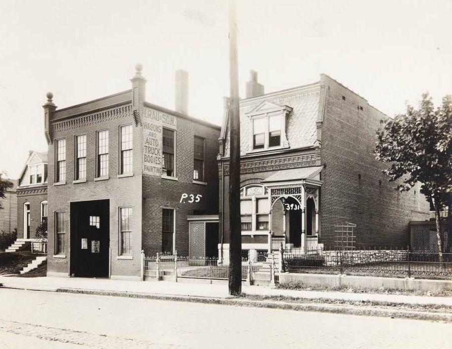 #21 House at 3931 N. Florissant Ave. next to the auto repair shop operated by Henry Rau and his son, Gottfried, 1930