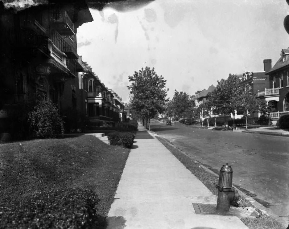 #82 View of the 1200 block of Blackstone Ave. looking north from 5701 Julian Ave, 1930