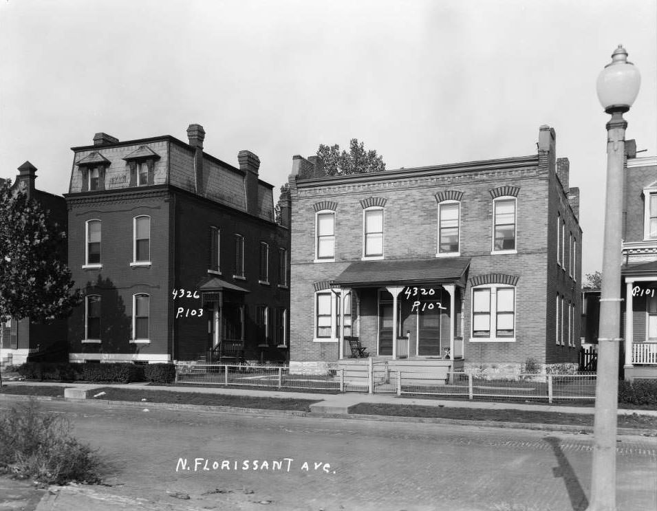#99 View of houses on the 4300 block of North Florissant Ave, 1930