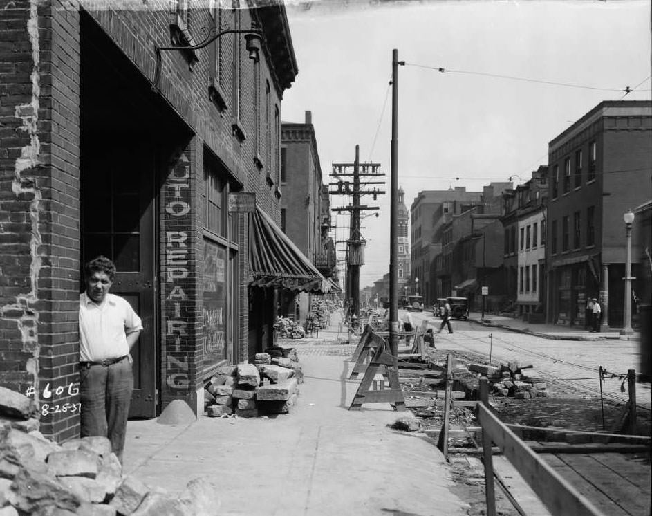 #103 View of Larsson Auto Repair at 931 N. 11th St. & Anton Riggio’s Grocery store at 1000 N. 11th St, 1930