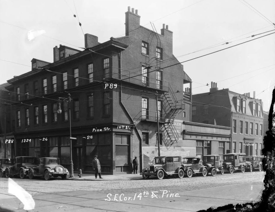 #155 View of Southeast corner of 14th & Pine, 1930