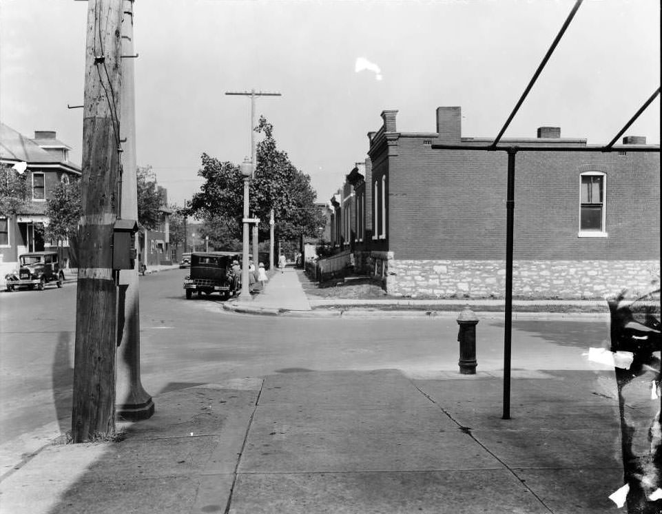 #215 One-story brick homes on the 2800 block of Utah at the intersection with Oregon, 1930