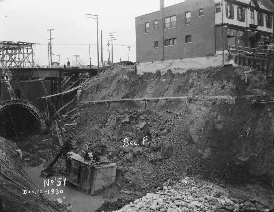 #219 View of sewer installation and construction, 1930
