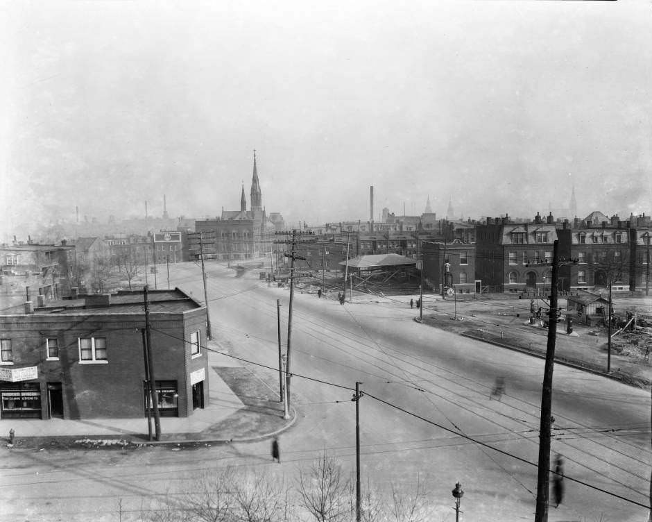 #3 View of Lafayette Avenue looking east, with St. John Nepomuk Chapel visible in the background, 1930