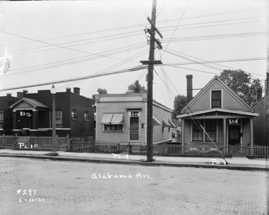 #64 Homes on the 8300 block of Alabama Avenue, view of three homes, 1931