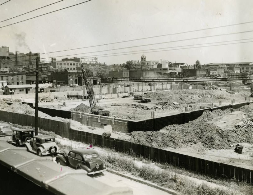 #132 Construction progress of National Guard Armory on Market Street, 1930