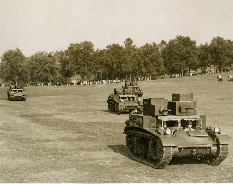 #139 Sixth Infantry reviews before commanding officer, Colonel Joseph A Atkins, 1930