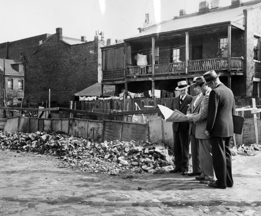 #6 Inspection tour of redevelopment program at Fourteenth and Carr streets, 1930