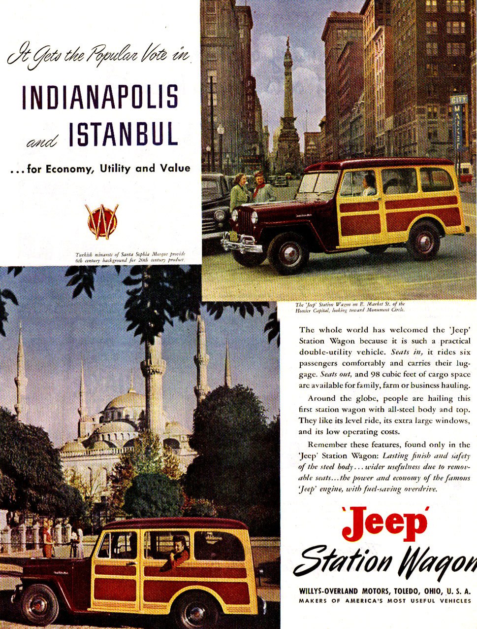 The Iconic 1949 Willys Jeep Station Wagon: Driving Back in Time with Vintage Adverts Vehicles &; Tran