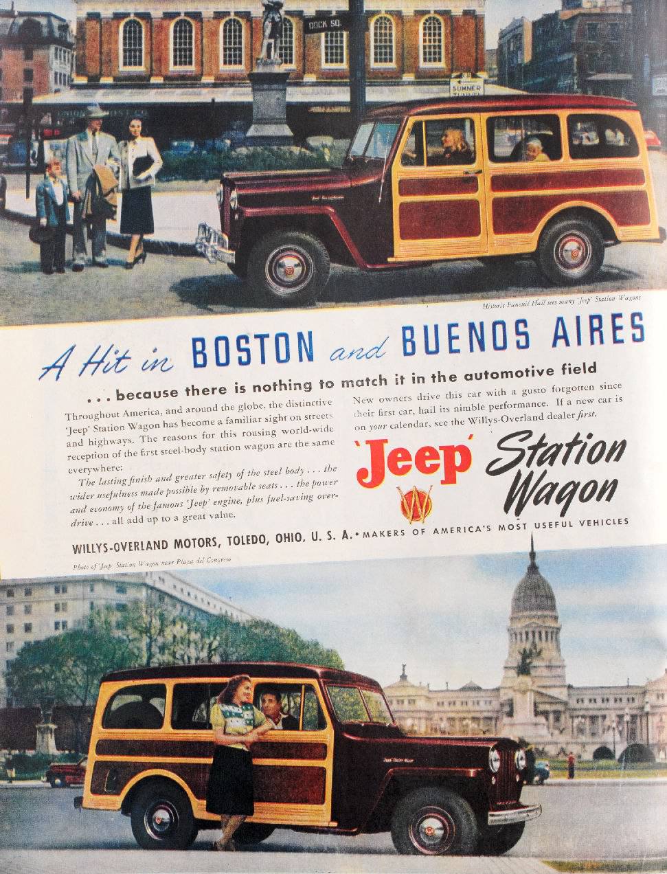 The Iconic 1949 Willys Jeep Station Wagon: Driving Back in Time with Vintage Adverts Vehicles &; Tran