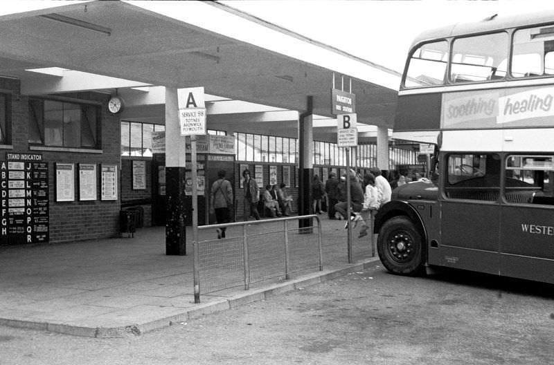 #24 Paignton bus station – the windows on the left belong to the staff rest room, 1970