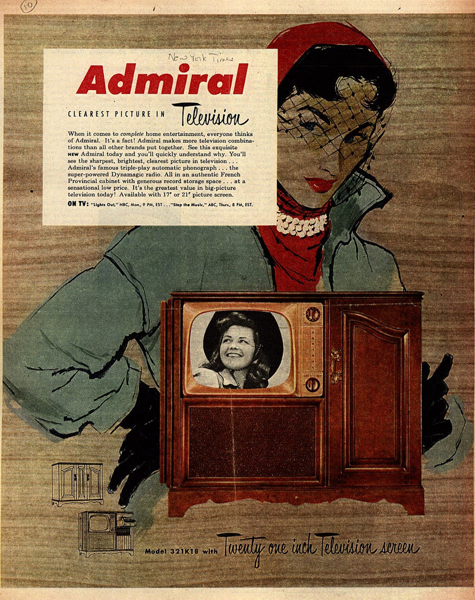 Vintage Ads of Admiral Televisions From the 1950s Vintage Ads
